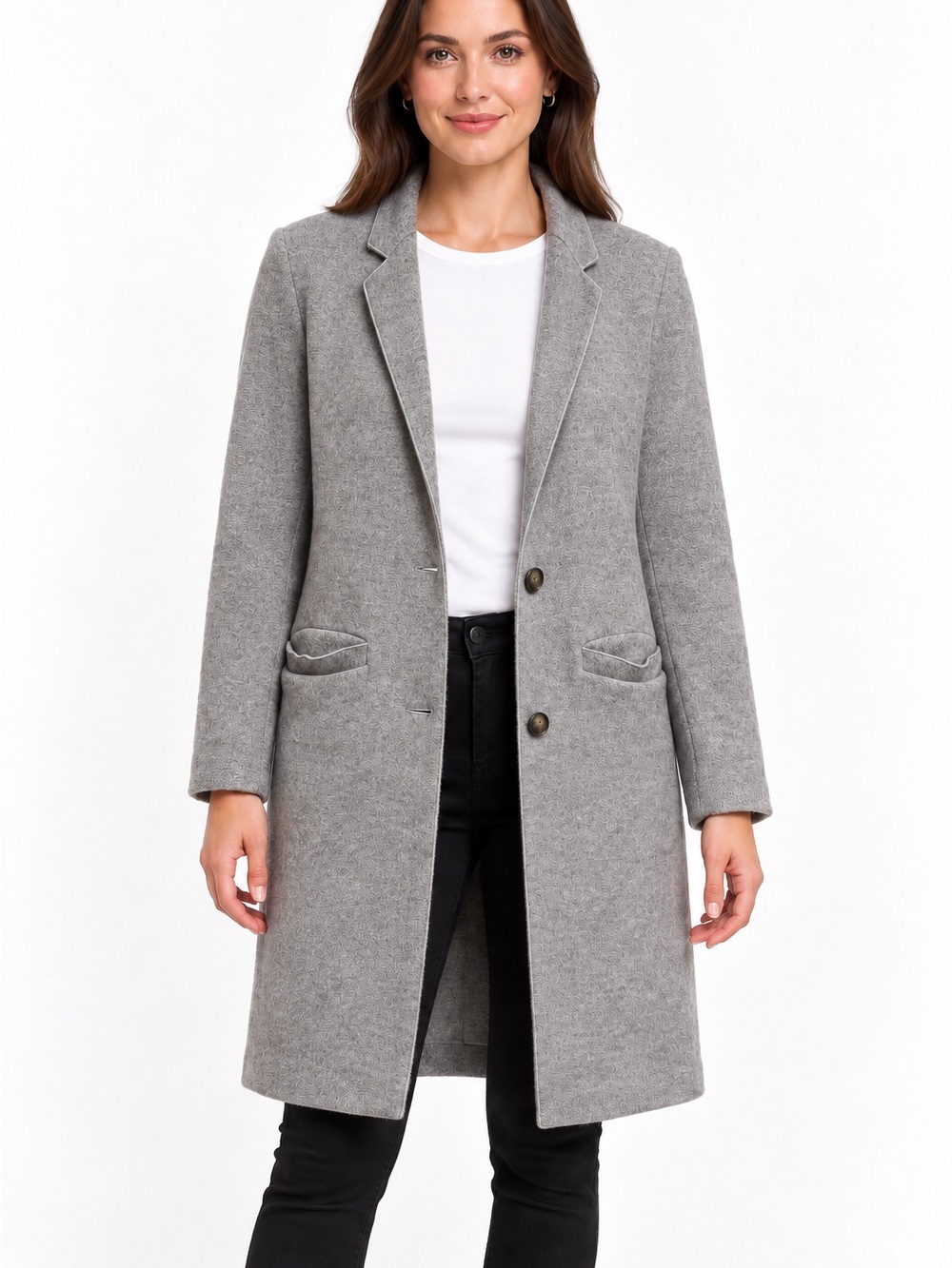 Zara Trafaluc Gray Wool Blend Longline Sweater Coat Blazer Medium